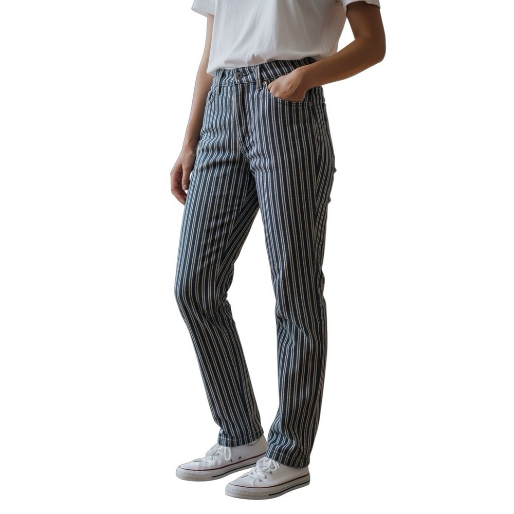 We The Free Free People Striped Skinny Jeans Women's 26 Blue Red White Stretch